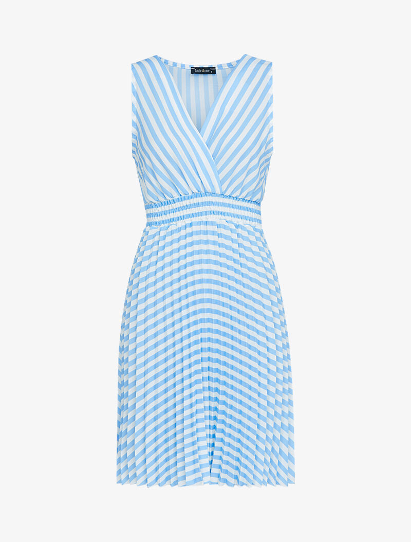 Robe imprimée et gaufrée - bleu ciel - 1