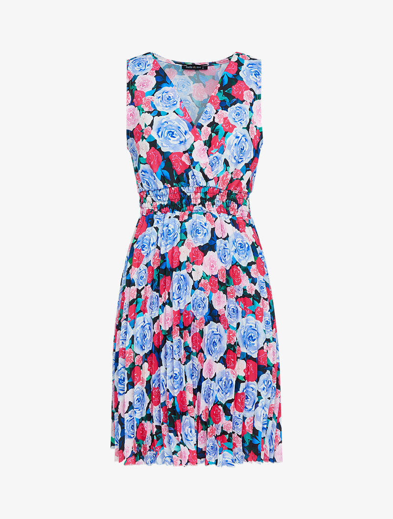 Robe imprimée et gaufrée - bleu ciel - 1