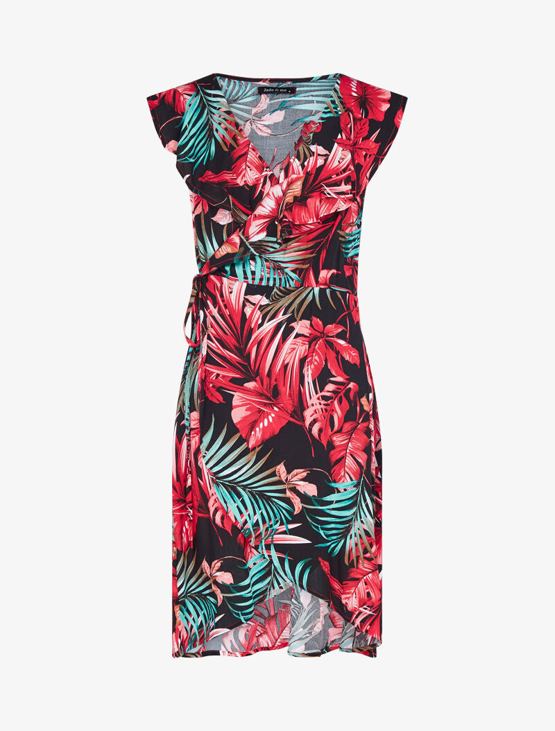 Robe portefeuille à buste volanté - noir - 2
