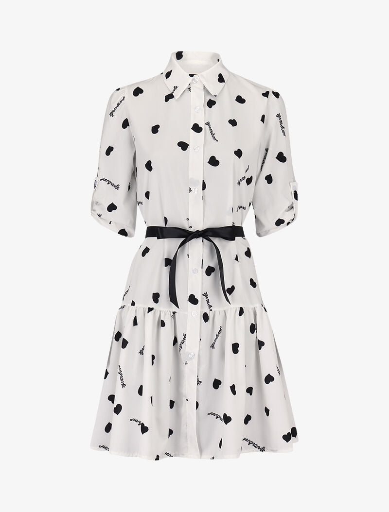 Robe à imprimés coeurs et texte - blanc - 3