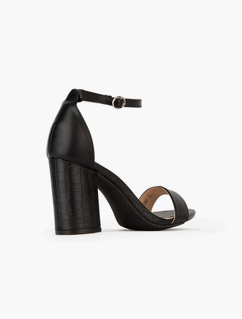 Sandales à talon et semelle effet croco - noir - 4