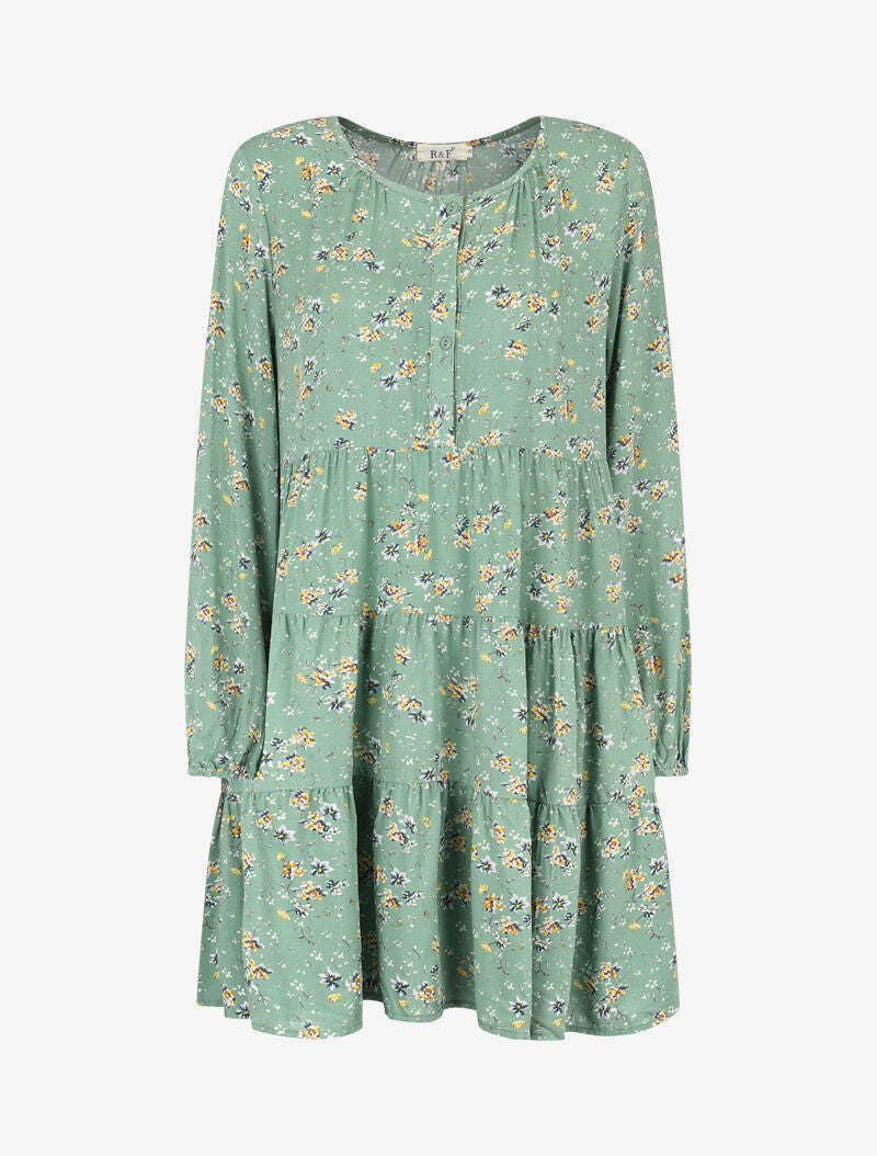 Robe trapèze à imprimé floral - vert - 3