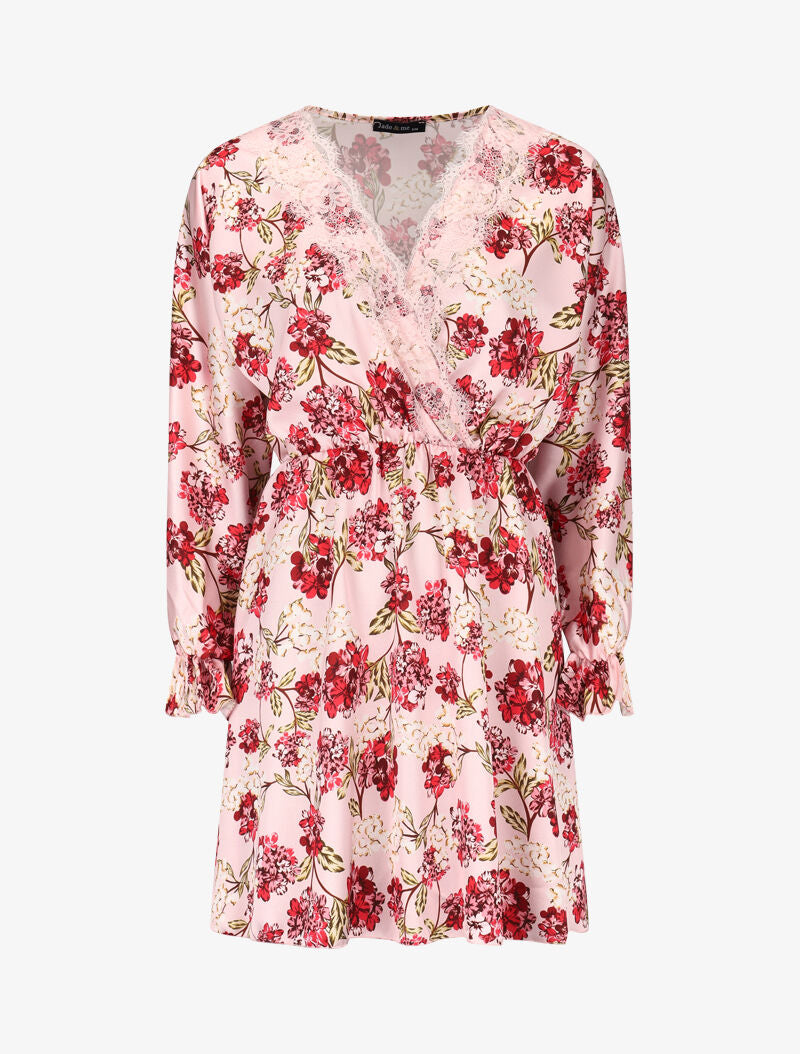 Robe satinée à imprimés - rose - 2