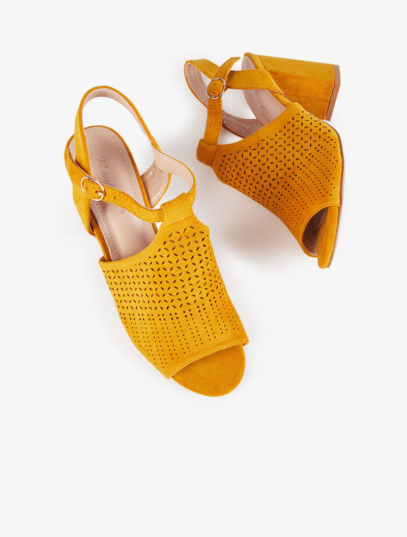 Peep-toes à claque piquetée - moutarde - 1