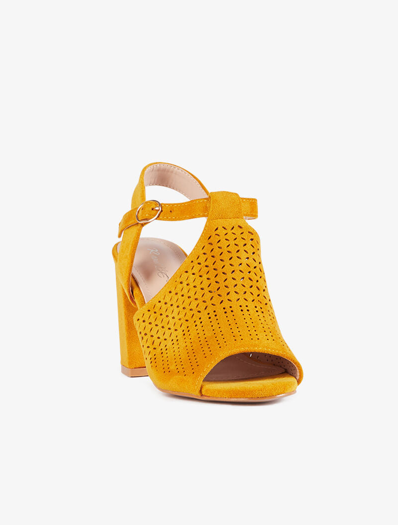 Peep-toes à claque piquetée - moutarde - 2
