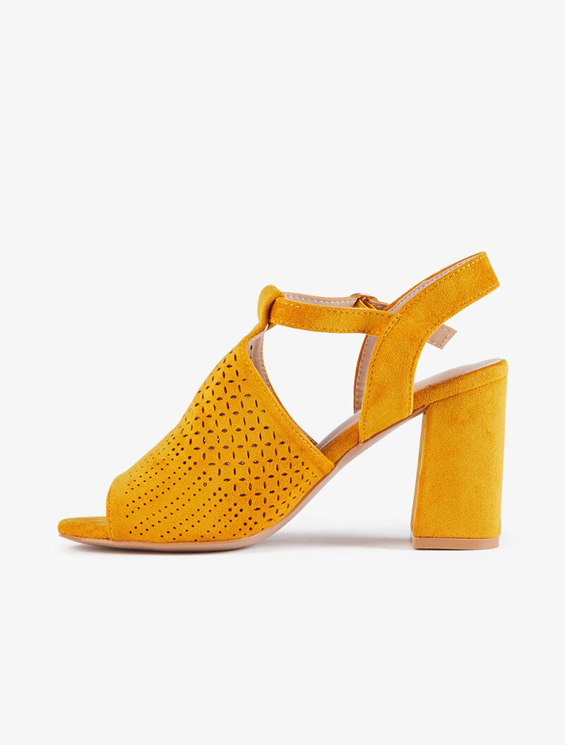 Peep-toes à claque piquetée - moutarde - 3