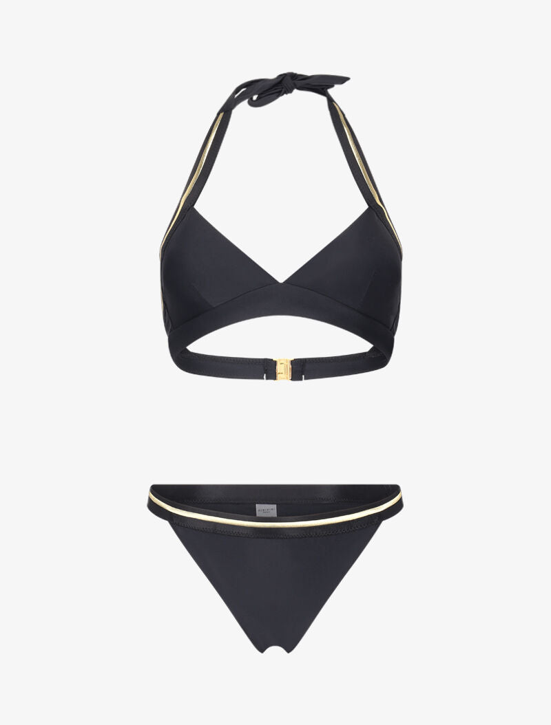 Bikini triangle à bandes dorées - noir - 3