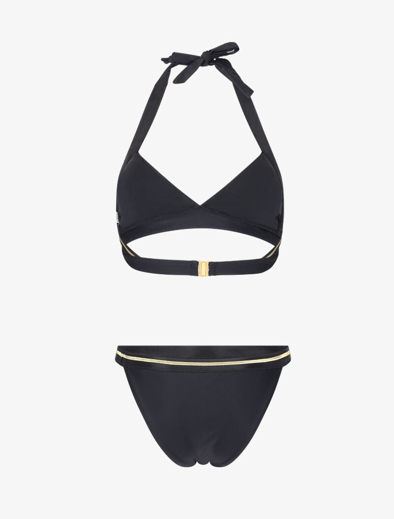 Bikini triangle à bandes dorées - noir - 4