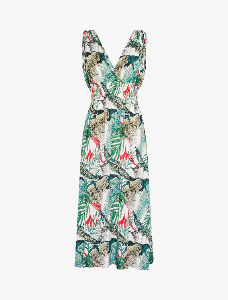 Robe longue cache coeur imprimé jungle - blanc - 1