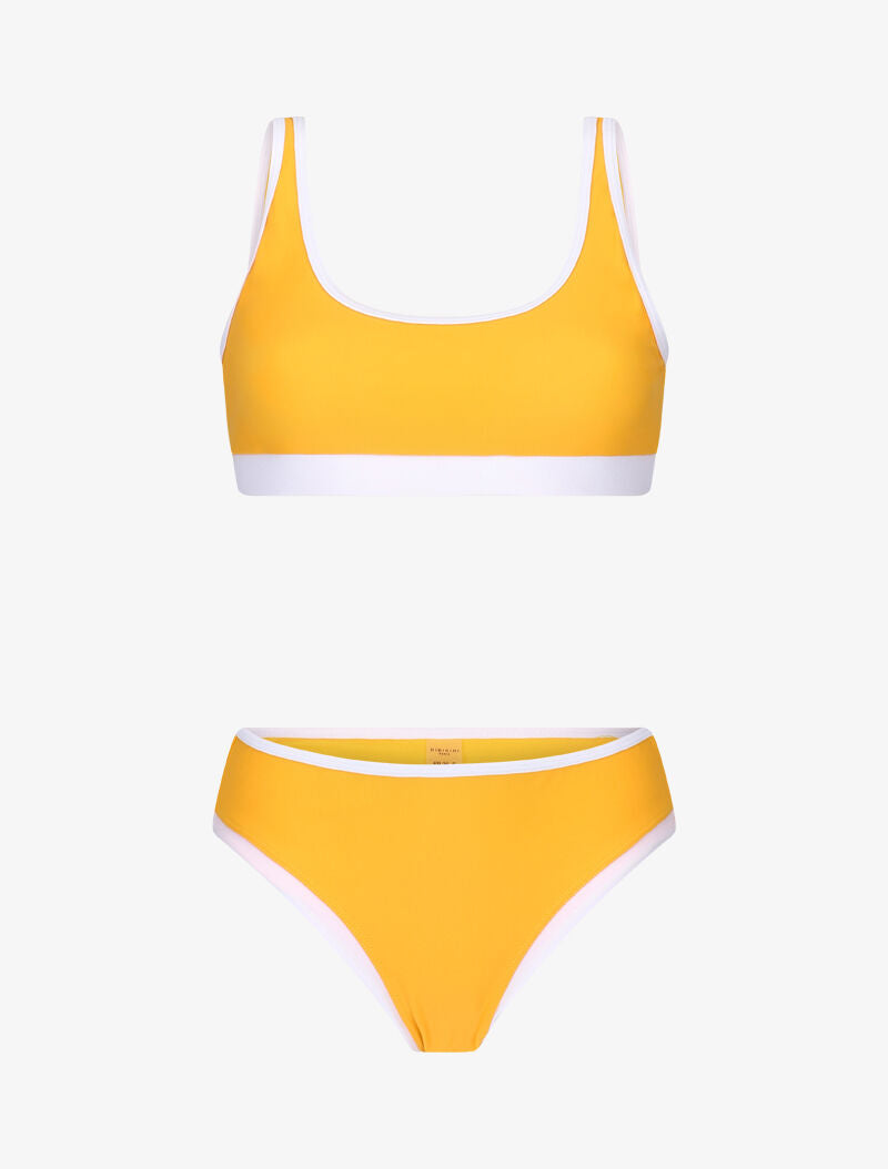Bikini brassière à bords contrastants - moutarde - 3