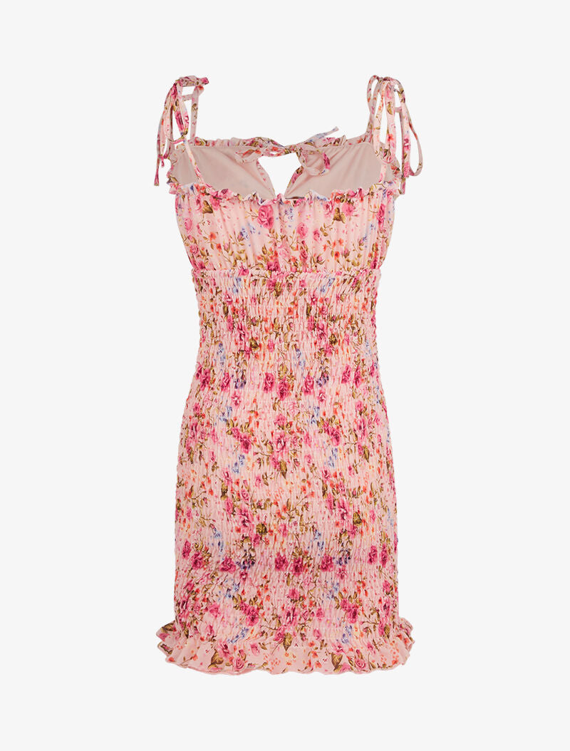 Robe élastiquée imprimé fleuri - rose - 3