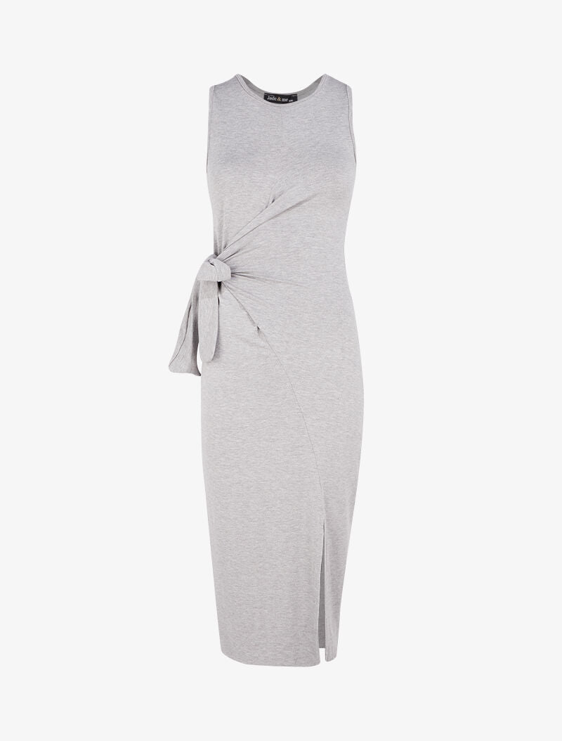 Robe à empiècements à nouer - gris clair - 4