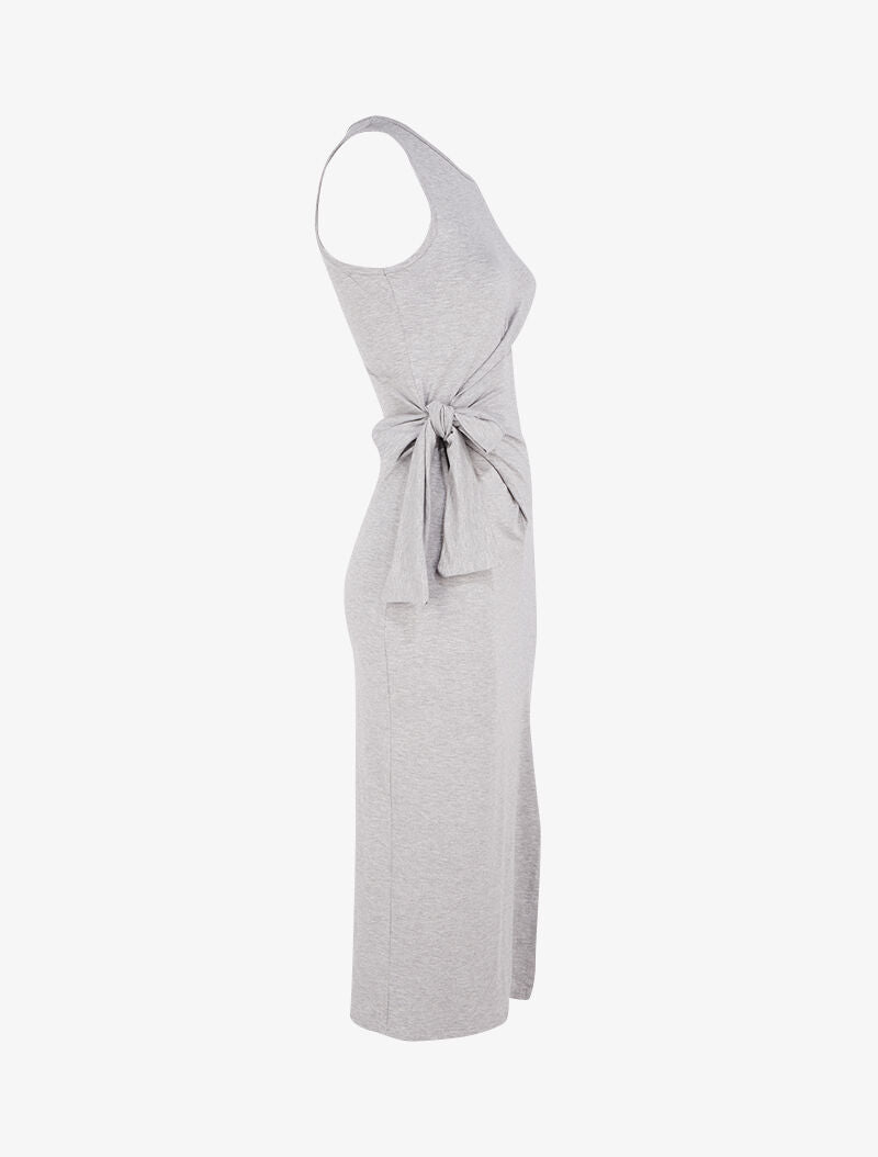 Robe à empiècements à nouer - gris clair - 3