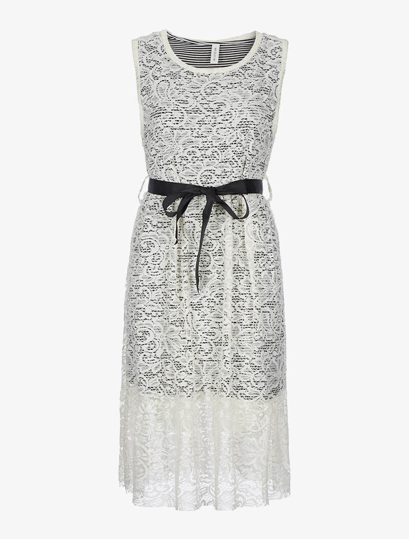 Robe dentelle avec doublure - blanc - 1