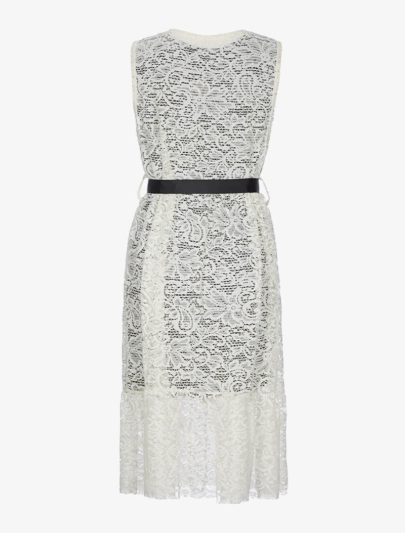 Robe dentelle avec doublure - blanc - 2