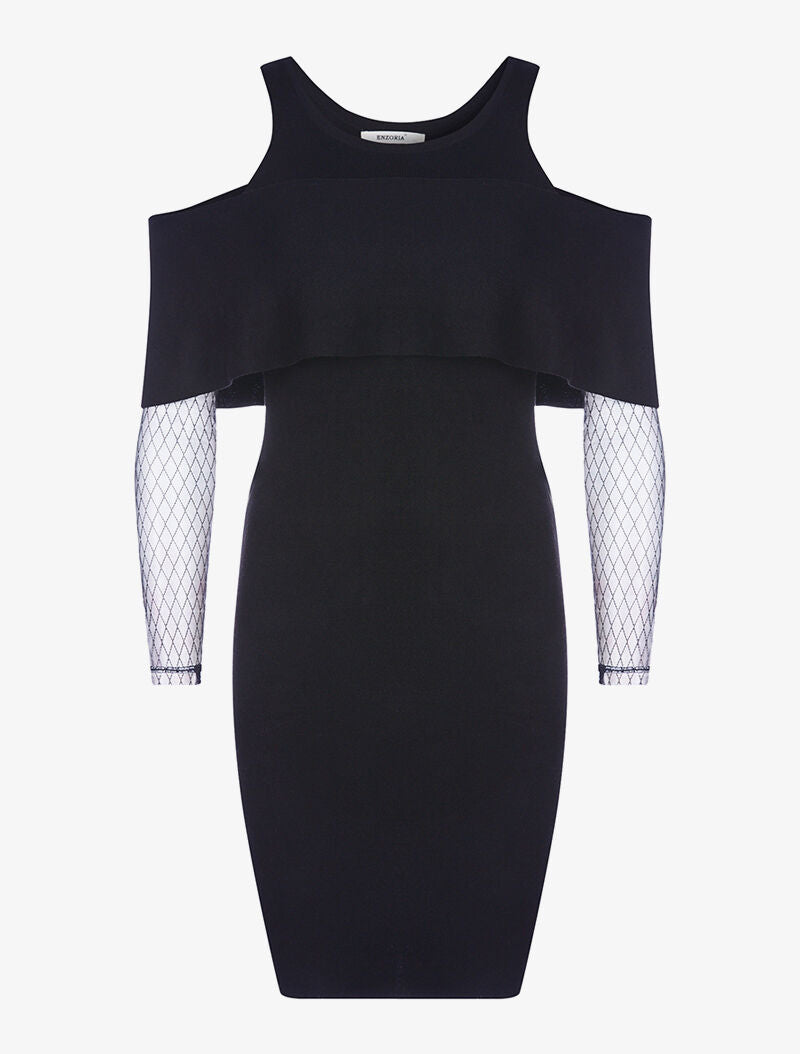 Robe-pull manches voile - noir - 1