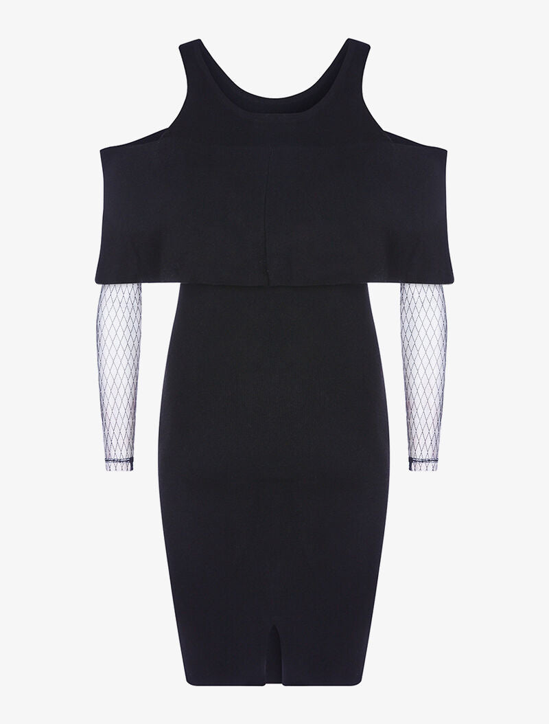 Robe-pull manches voile - noir - 2