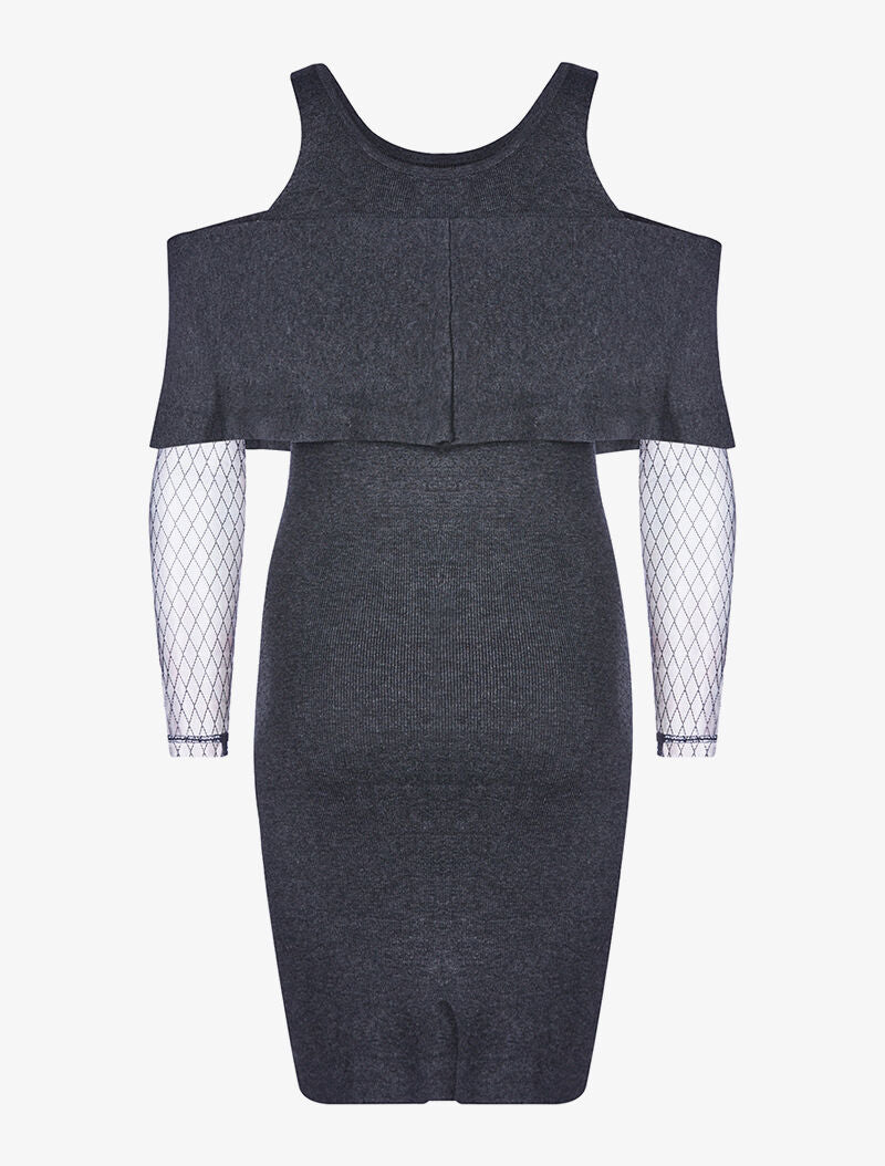 Robe-pull manches voile - gris foncé - 2