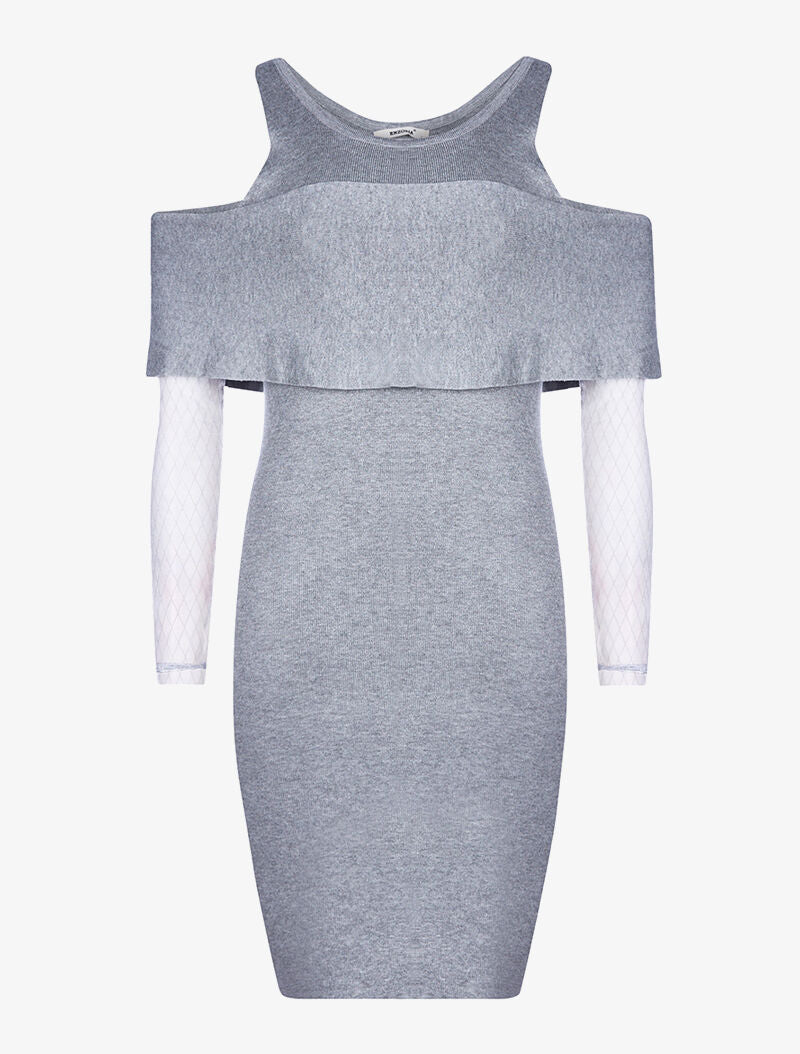 Robe-pull manches voile - gris - 3