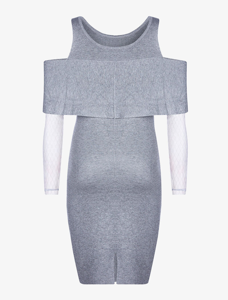 Robe-pull manches voile - gris - 2