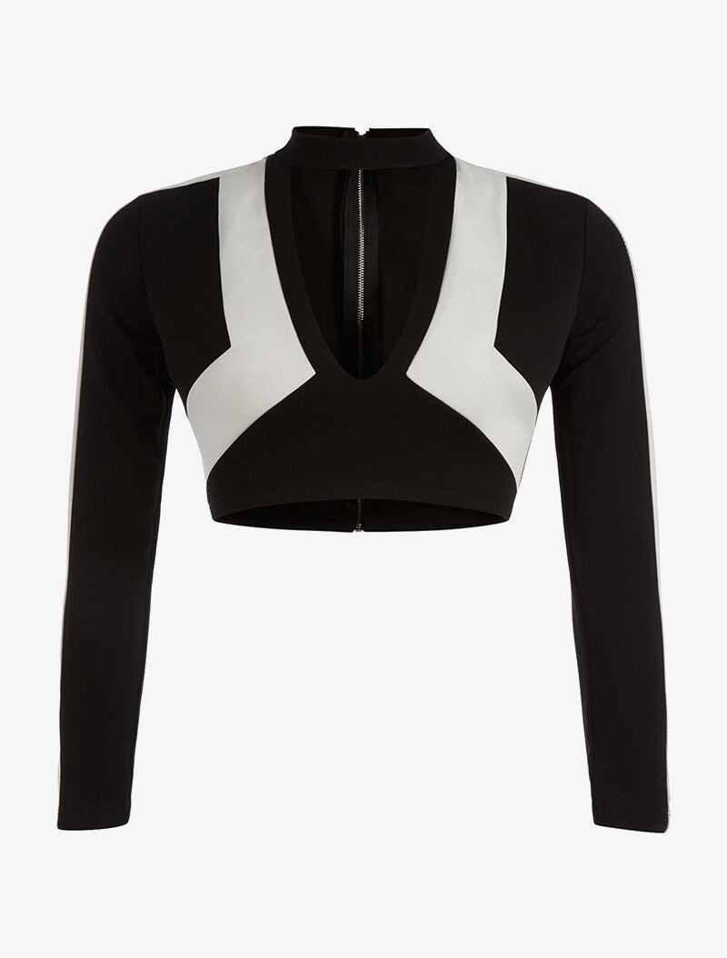 Crop-top graphique - noir/blanc - 1