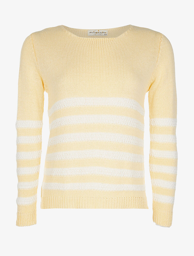 Pull rayures en maille large - jaune - 3