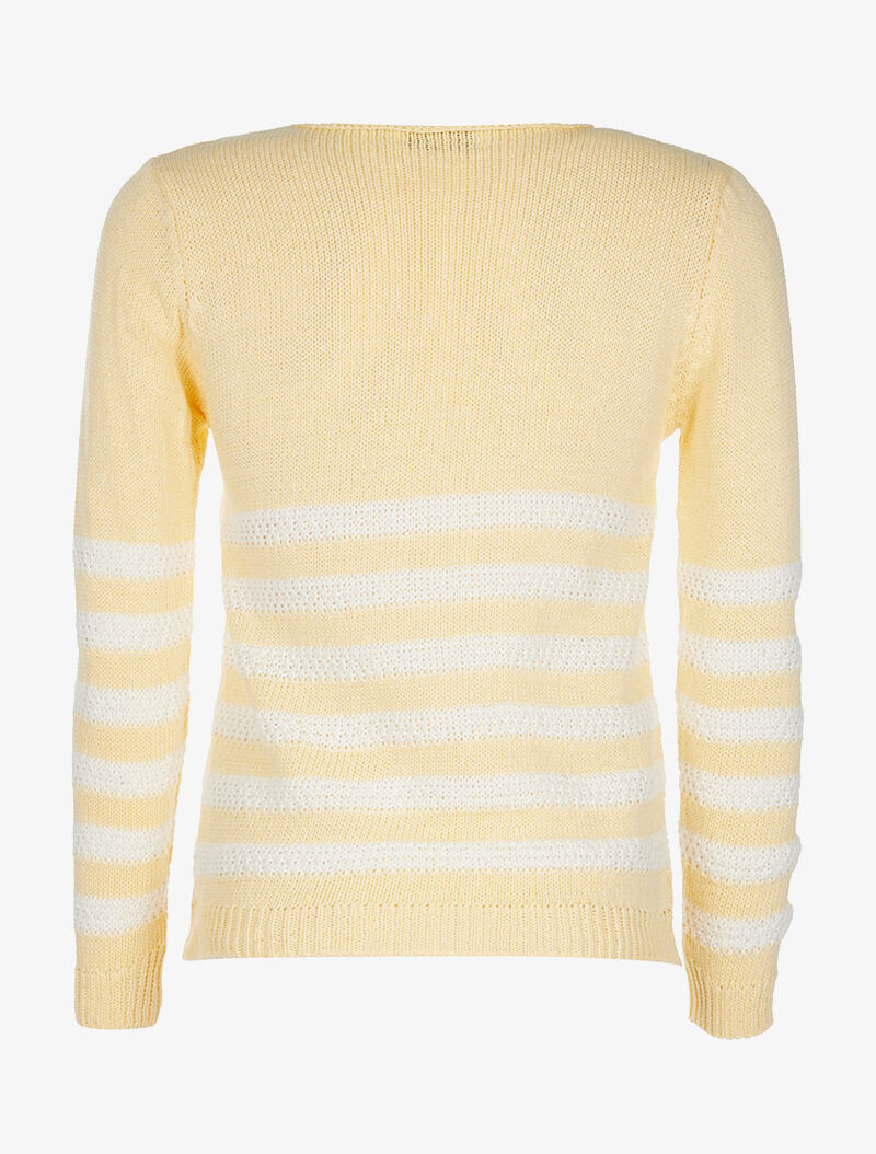 Pull rayures en maille large - jaune - 2