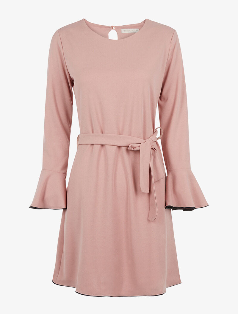 Robe fluide manches volantées - rose - 3