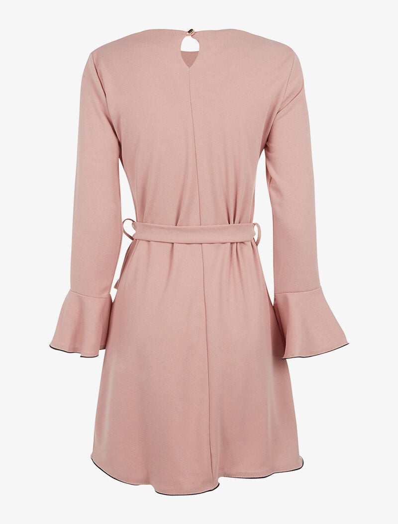Robe fluide manches volantées - rose - 2