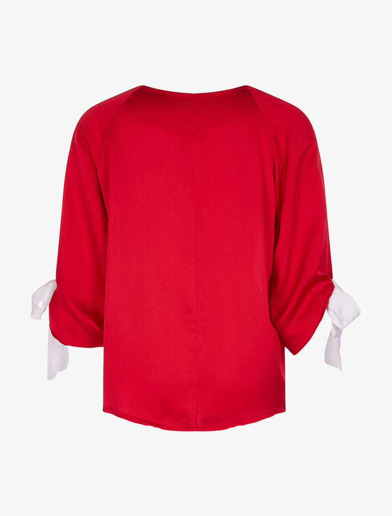 Top manches à ruban - rouge - 2