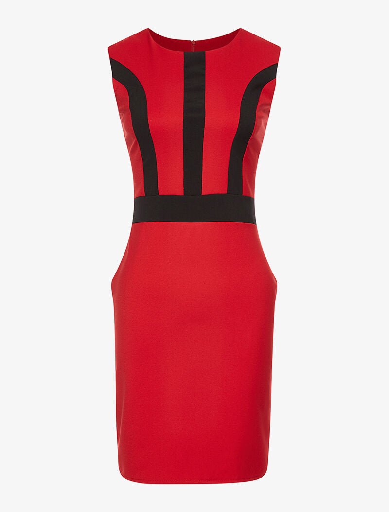 Robe buste constrasté - rouge - 3