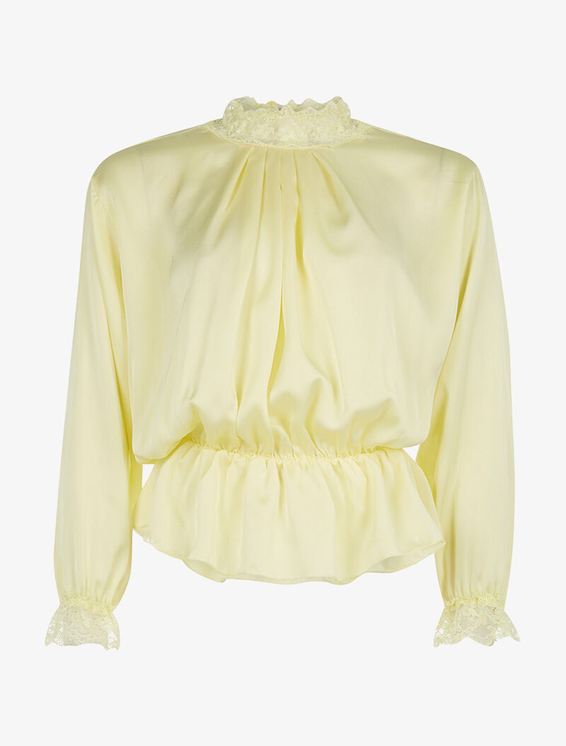 Blouse satinée taille élastiquée - jaune - 1