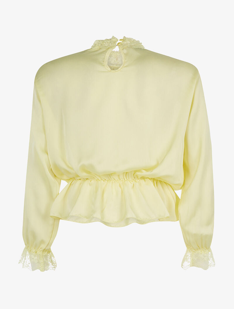 Blouse satinée taille élastiquée - jaune - 2