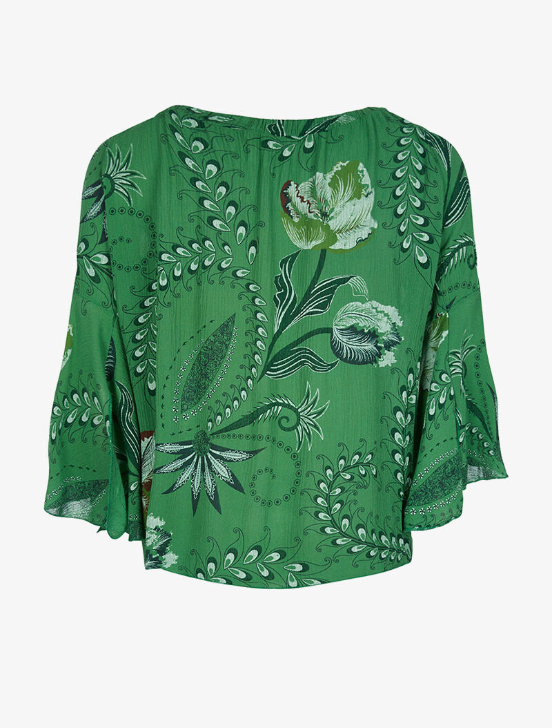 Blouse imprimée manches papillon - vert - 2