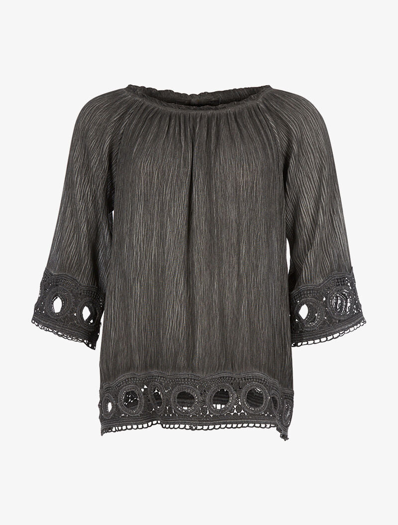 Blouse ample plis délavés - noir - 1