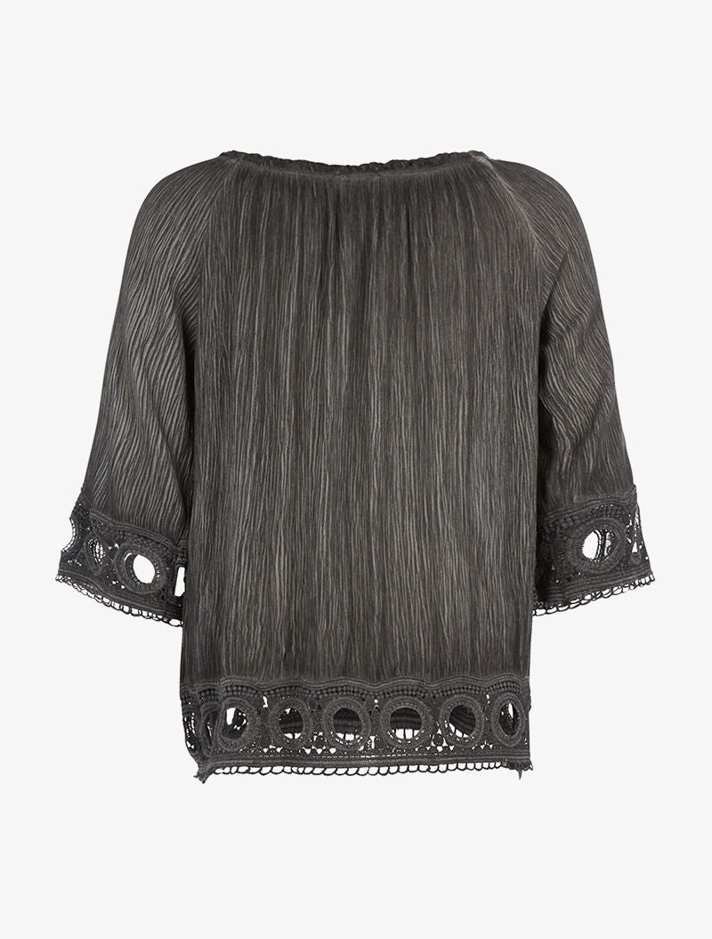Blouse ample plis délavés - noir - 2