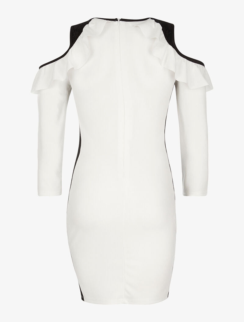 Robe côtés en dentelle - blanc - 2