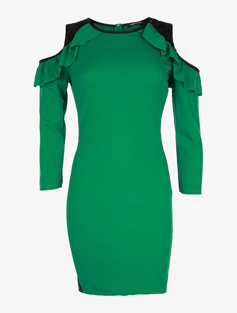 Robe côtés en dentelle - vert - 3