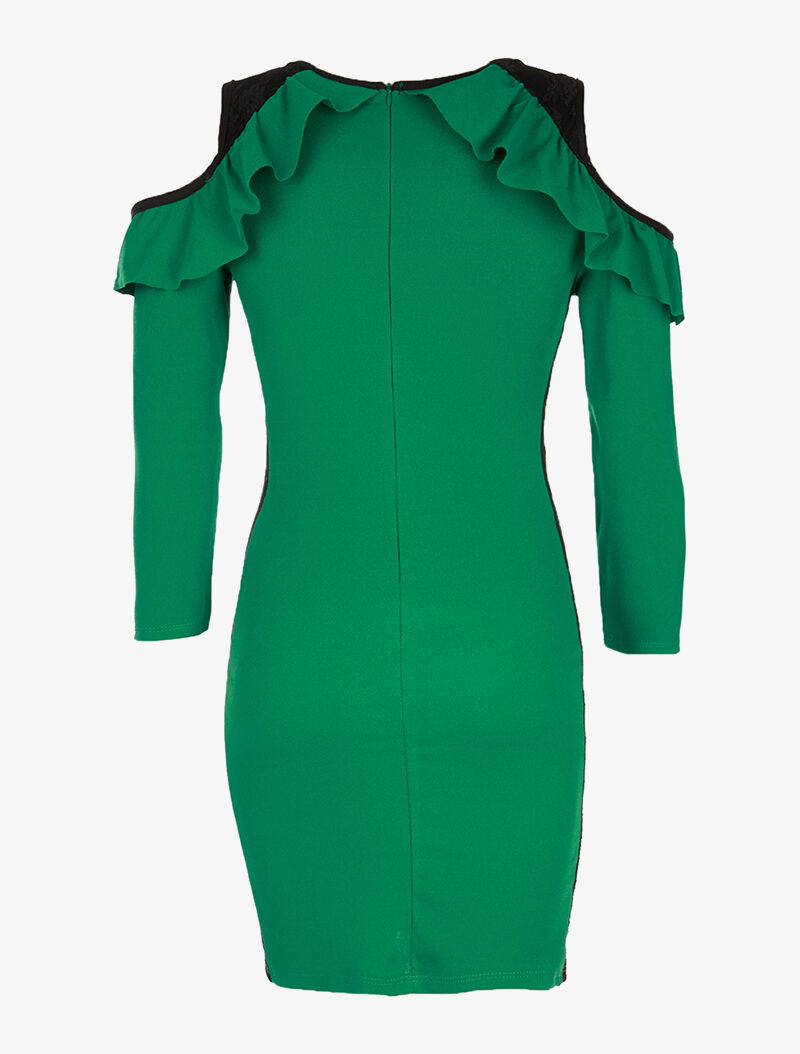 Robe côtés en dentelle - vert - 2