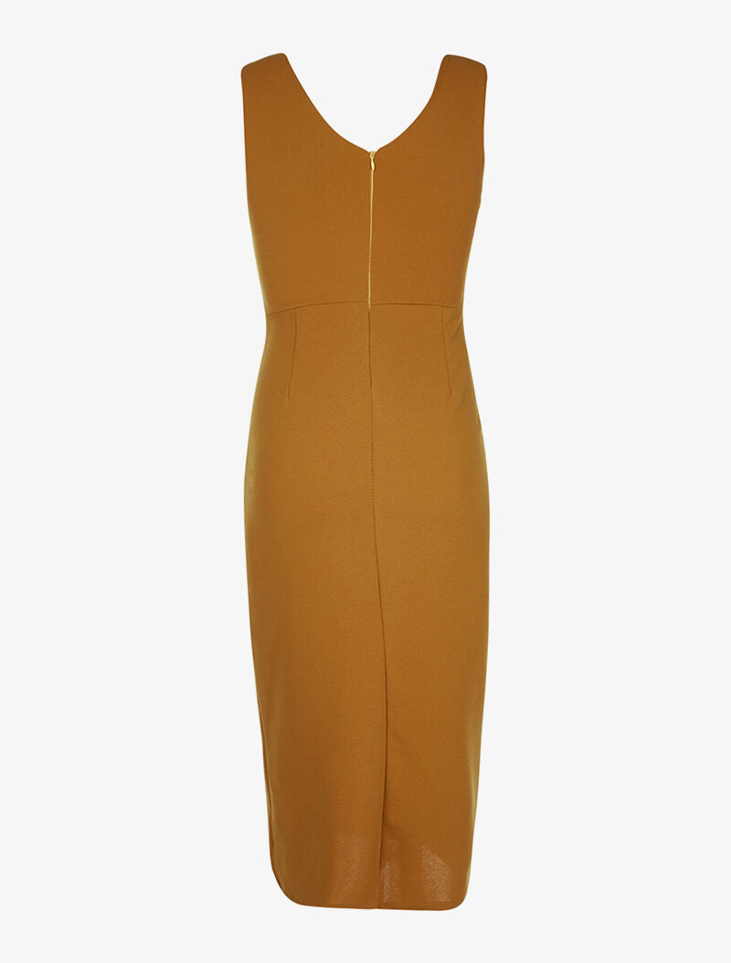 Robe encolure à billes - moutarde - 2