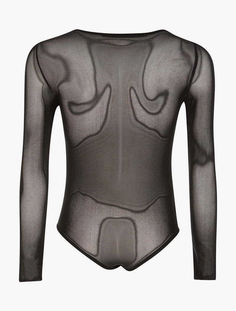 Body voile encolure frangé - noir - 2