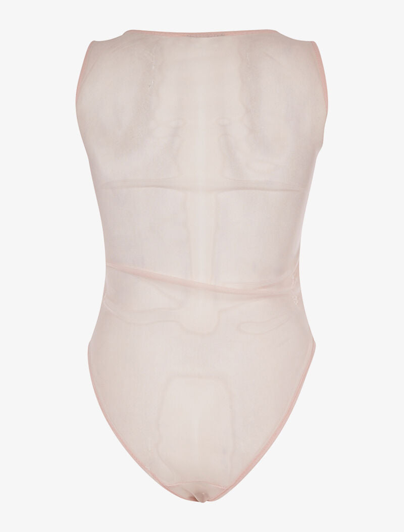 Body transparent buste dentelle - rose - 2
