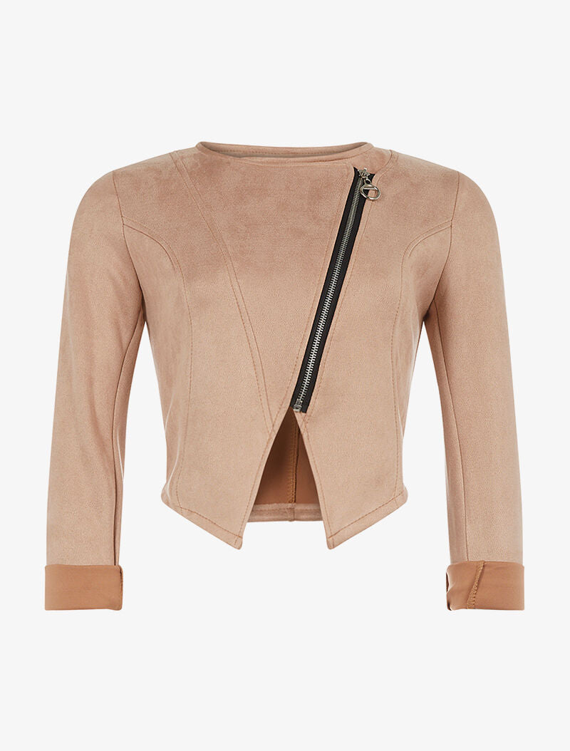 Perfecto daim style boléro - beige - 1