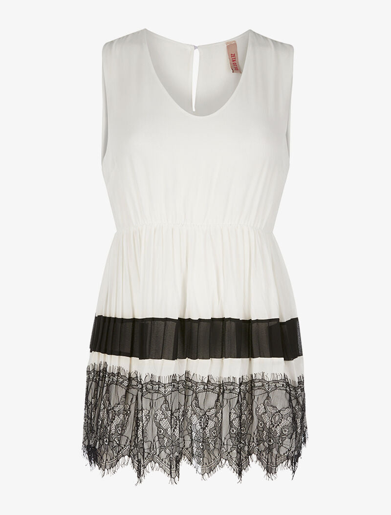 Top voile bas dentelle - blanc - 3