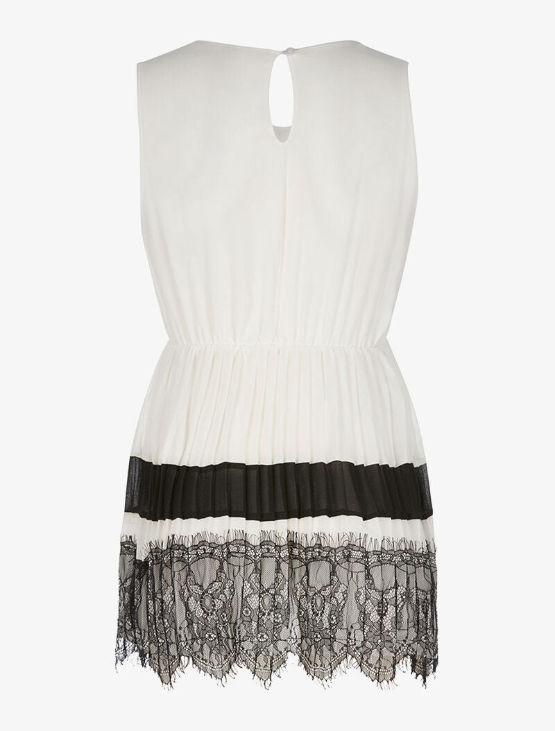 Top voile bas dentelle - blanc - 2