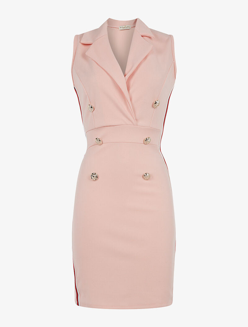 Robe bandes sur les côtés - rose - 3