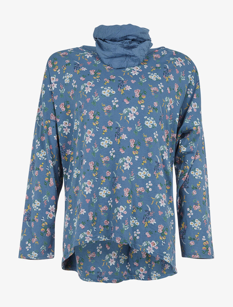 Top ample et foulard - bleu - 1