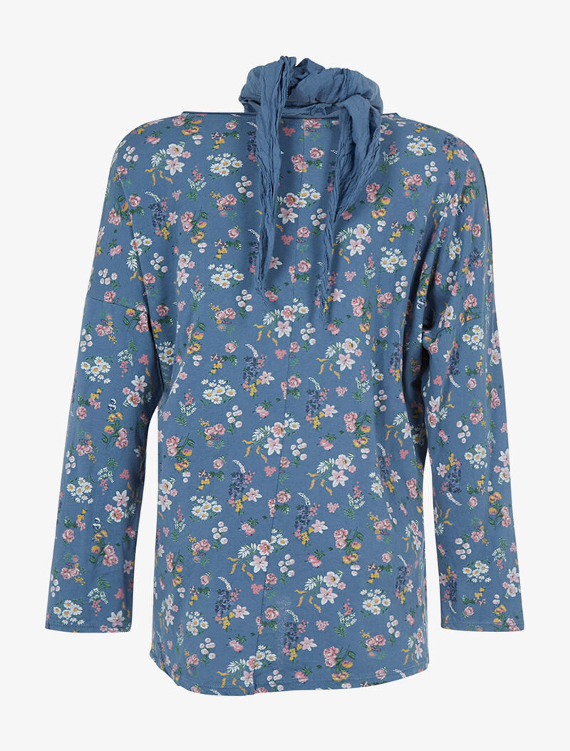 Top ample et foulard - bleu - 2