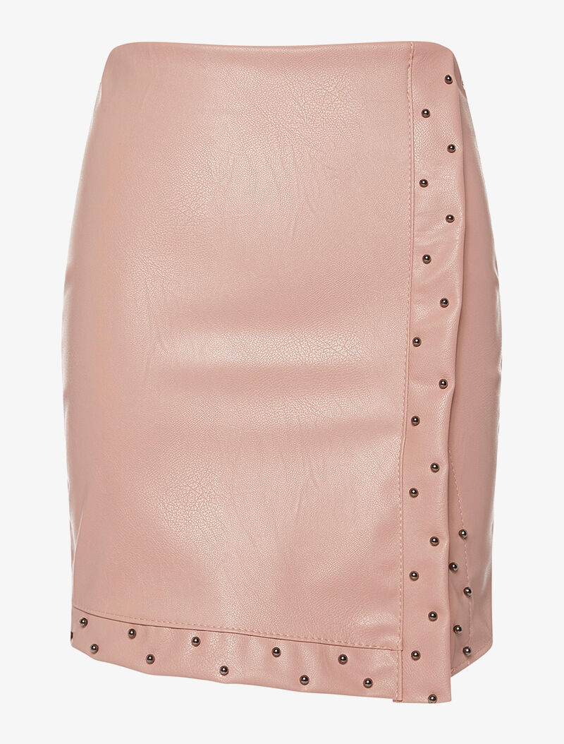 Jupe portefeuille cloutée - rose - 3