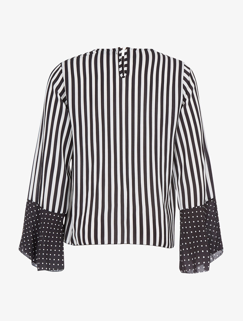 Blouse manches flutes rayée - noir - 2
